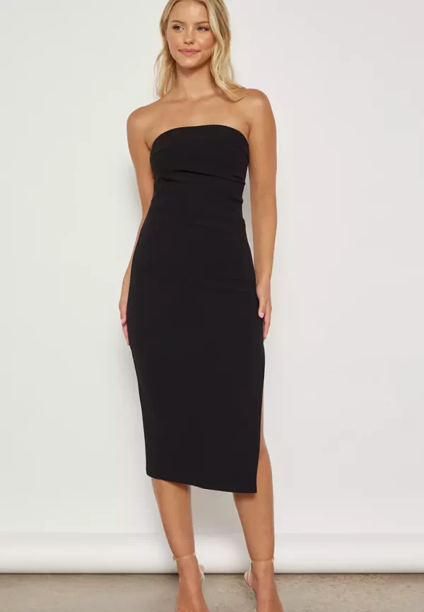 Pleated Waist Strapless Dress
