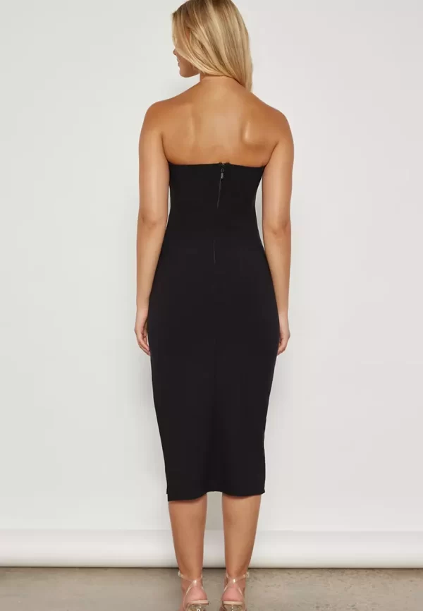 Pleated Waist Strapless Dress