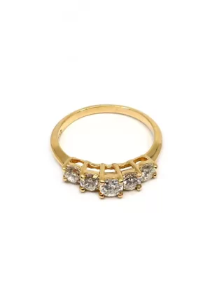 14K Italian Made Yellow Gold Lady Ring with Diamonds